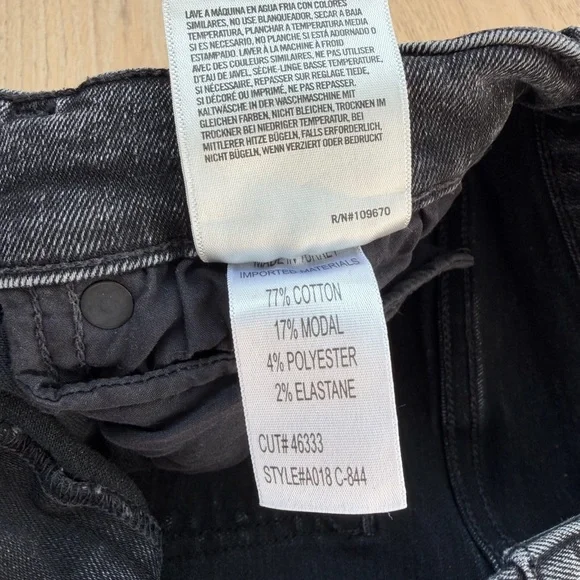 AGOLDE High-Rise Skinny Jeans – Black Raw Hem (Size 27) - Picture 5 of 11